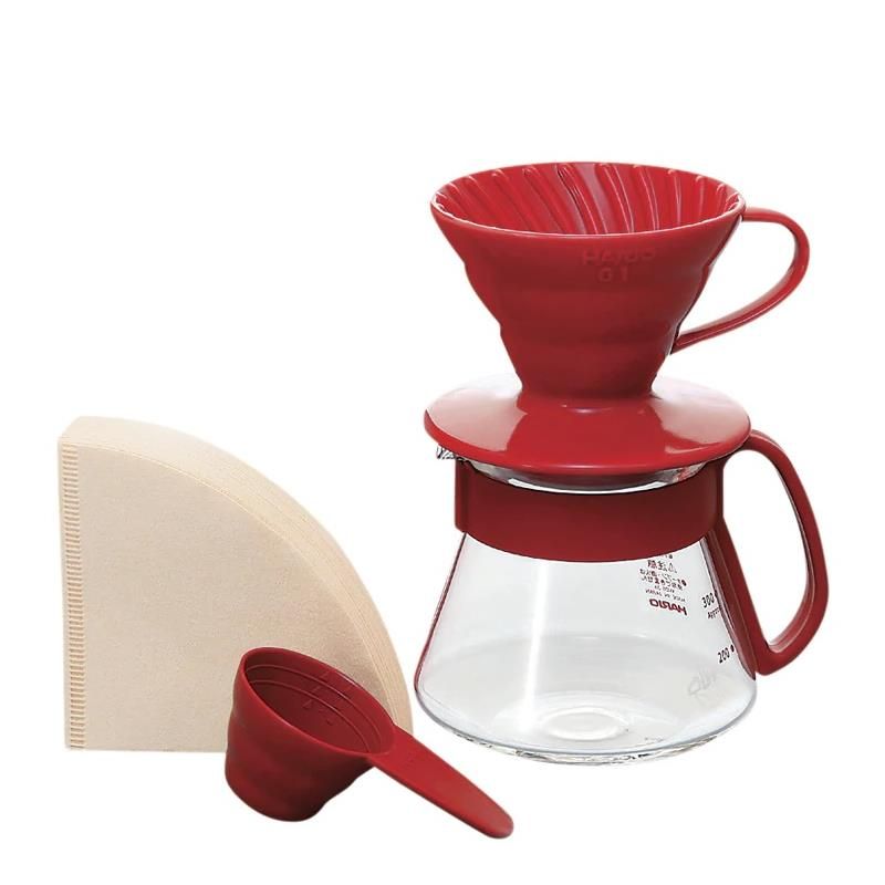 Hario - Ceramic Coffee Dripper & Pot V60-01 - Red